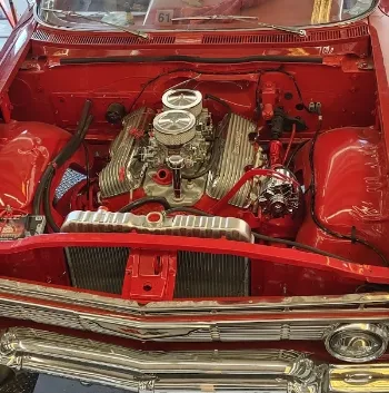 Under the hood of a beautiful classic car